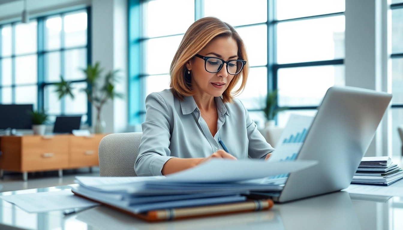 Corporate FP&A Consultant analyzing financial data in a modern office environment.