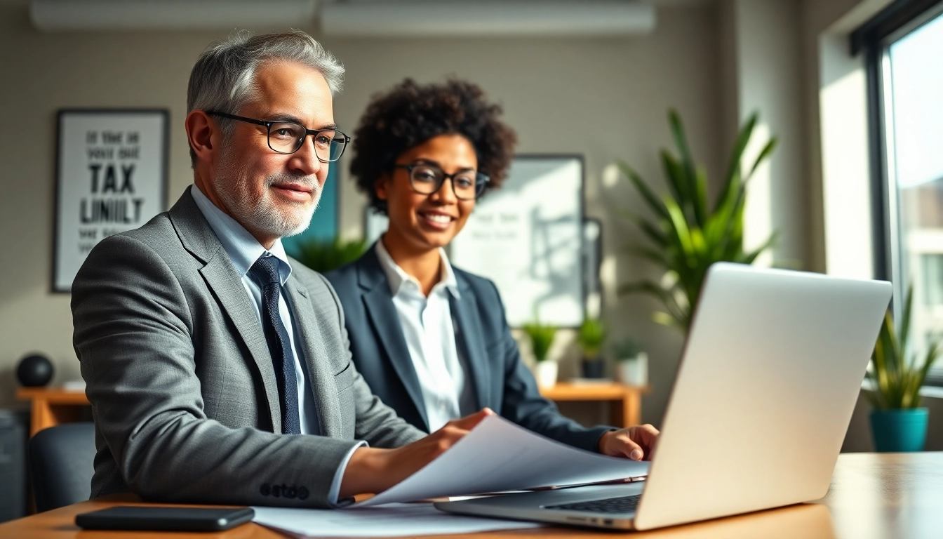Engage with expert tax services showcased by a professional accountant in an inviting office.