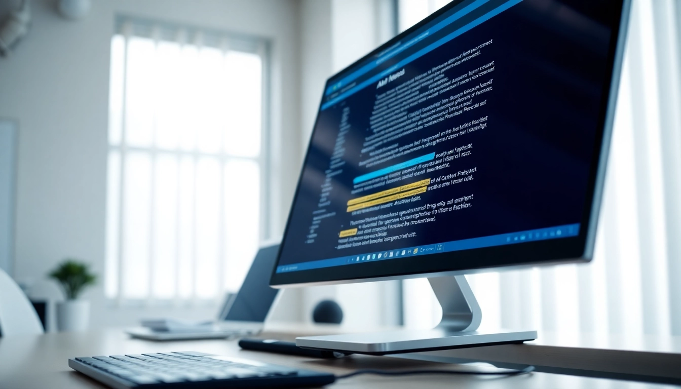 Analyze text with the advanced ai checker showing results on a modern computer screen in a bright workspace.