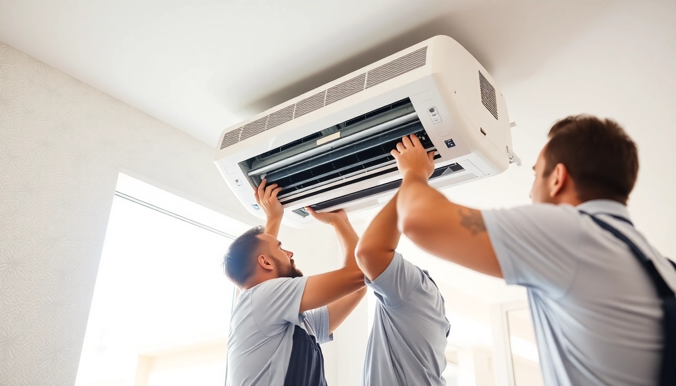Install Scottsdale AC system showcasing technicians in modern home setting.