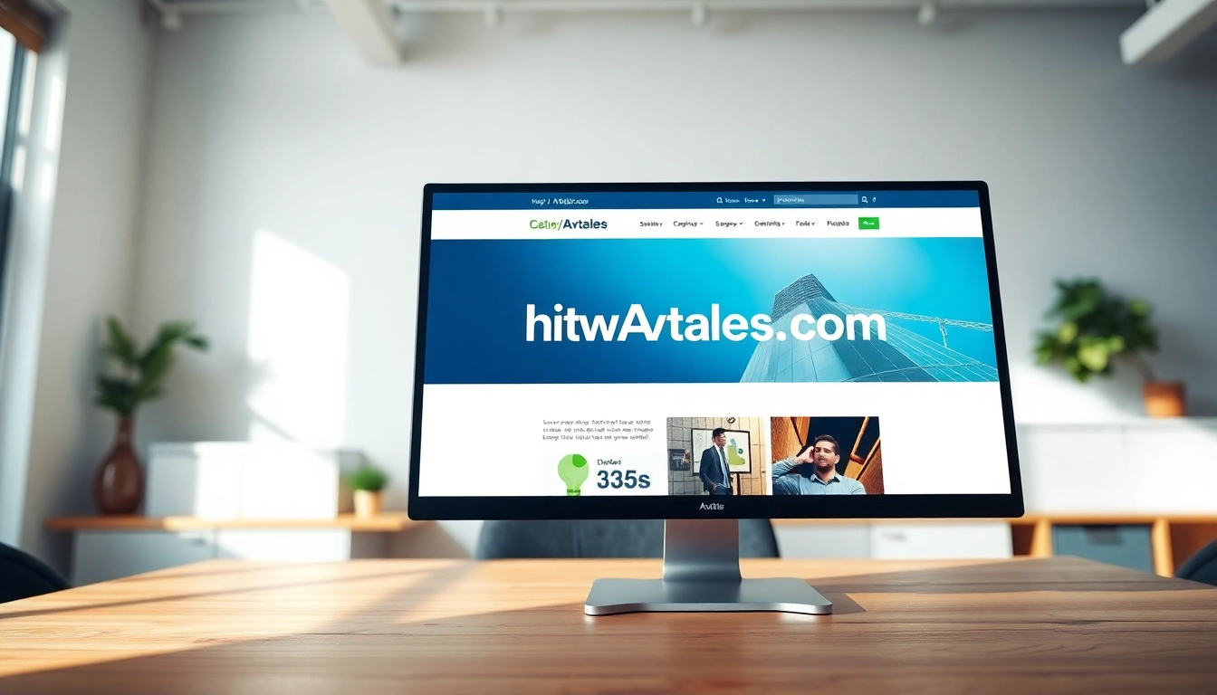 Showcasing http://Avtales.com design on a sleek monitor in a bright office setting.