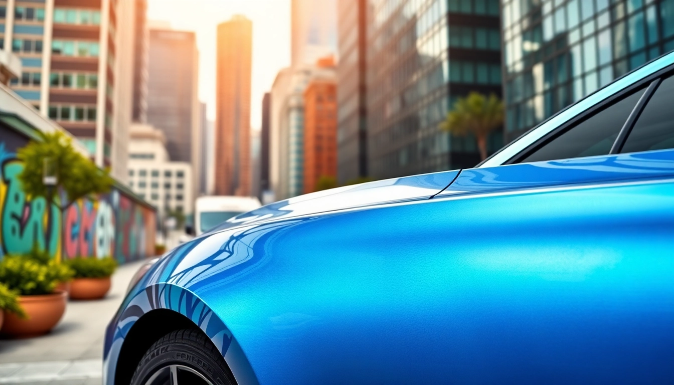 Showcase of the Best Car Tint & Wrap Brand with a vibrant gloss finish on a modern vehicle.