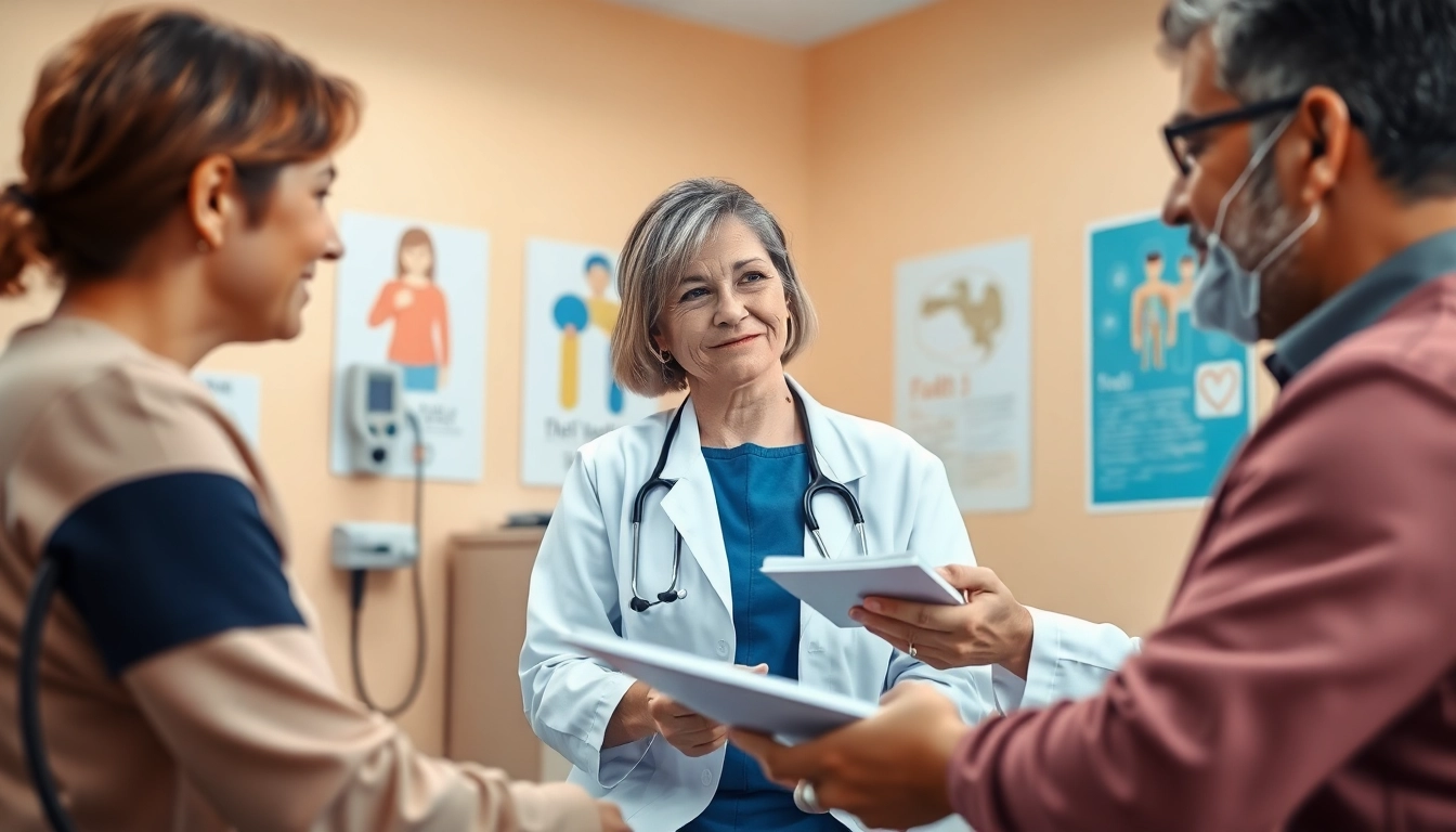 Engaged primary care physician las vegas consulting with a patient in a warm clinic setting.