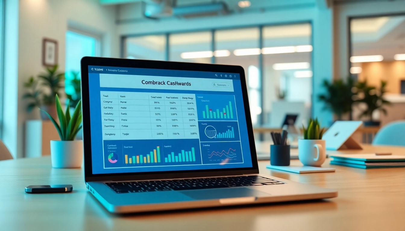 Engaging scene comparing cashback rewards through a digital interface, emphasizing visual statistics and rewards.