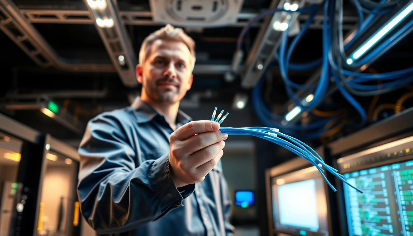 Showcase sonic internet technology through a professional engineer in a high-tech lab.