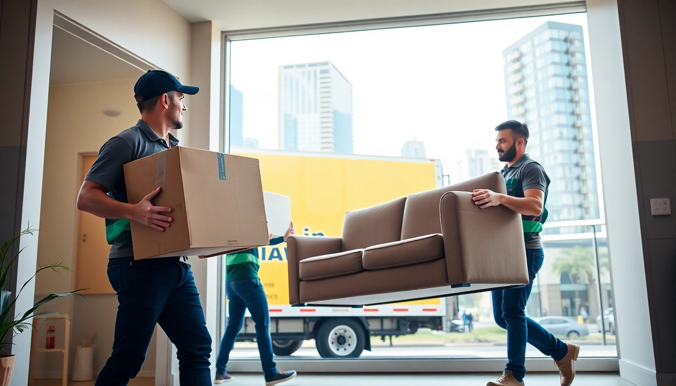 Best Toronto movers transporting furniture in a vibrant urban setting, showcasing professionalism and teamwork.