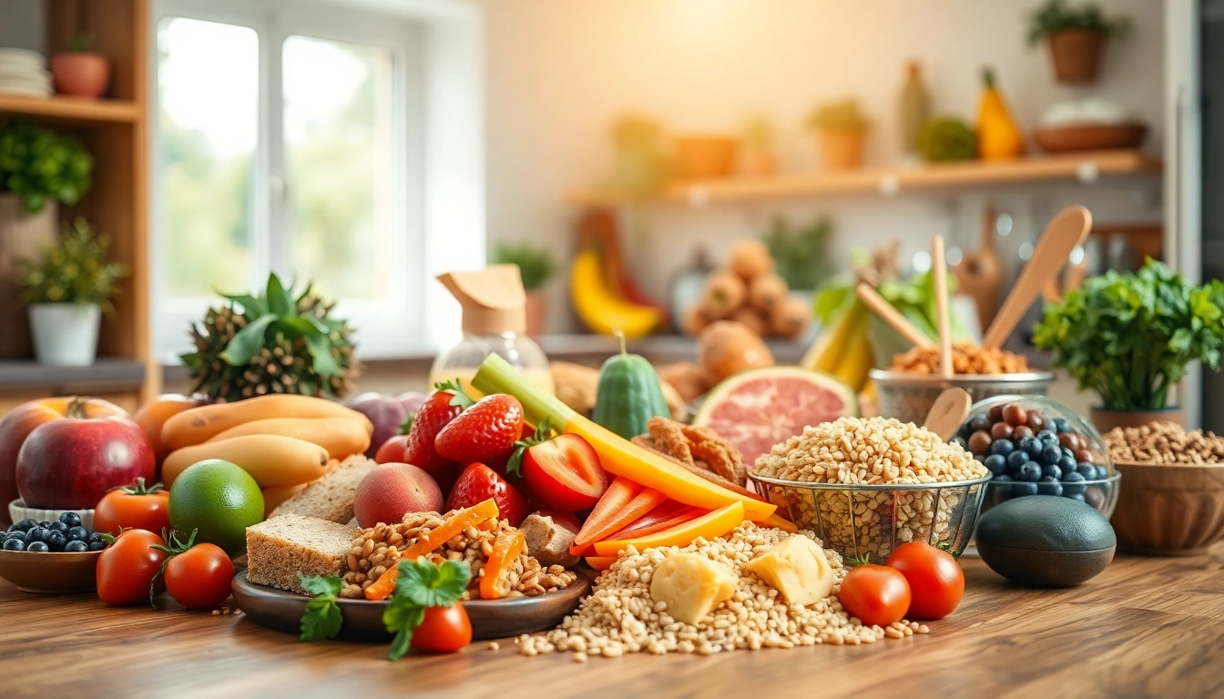 Showcasing a vibrant meal intake with colorful fruits and vegetables in a warm kitchen.
