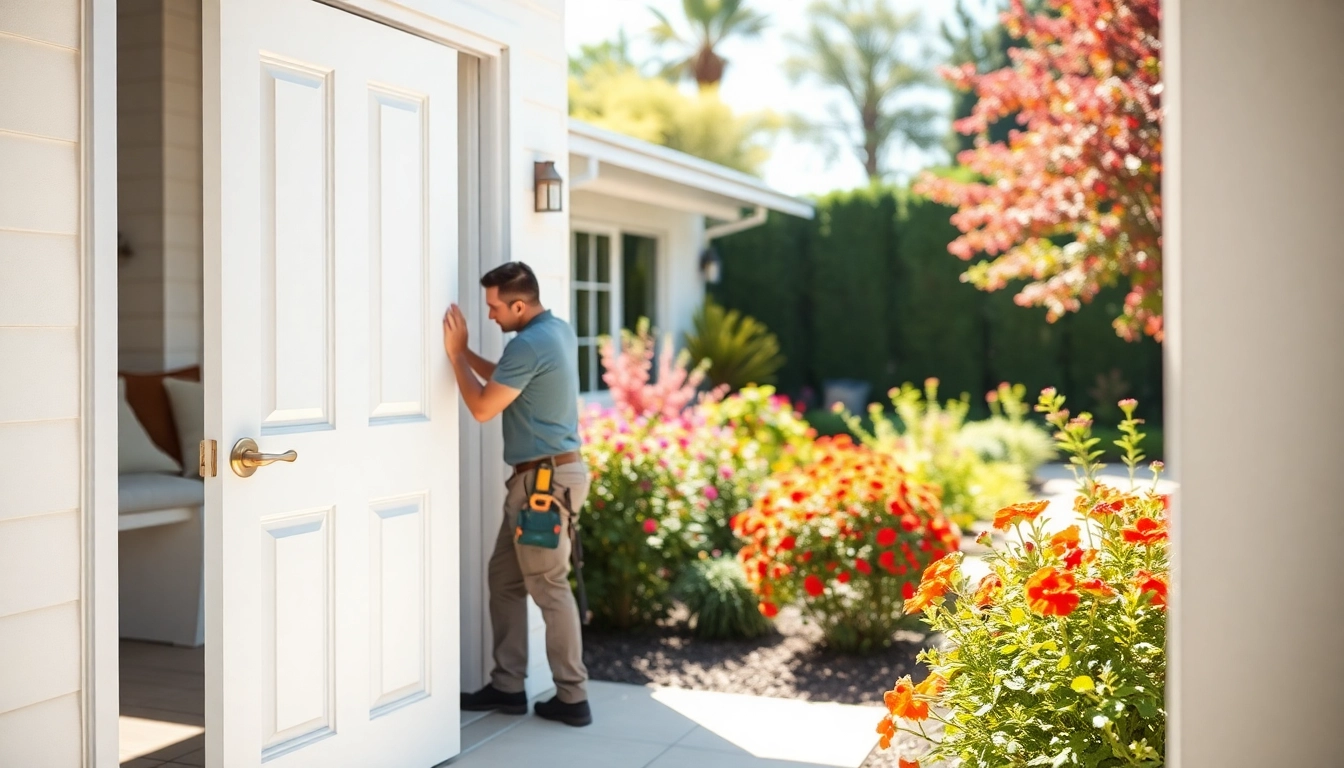 Expert door replacement in Tigard Oregon showcasing a skilled technician at work.