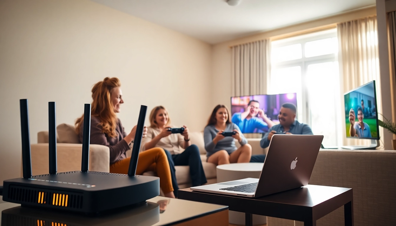 Experience seamless connectivity with sonic internet near me as a family enjoys high-speed streaming and gaming.