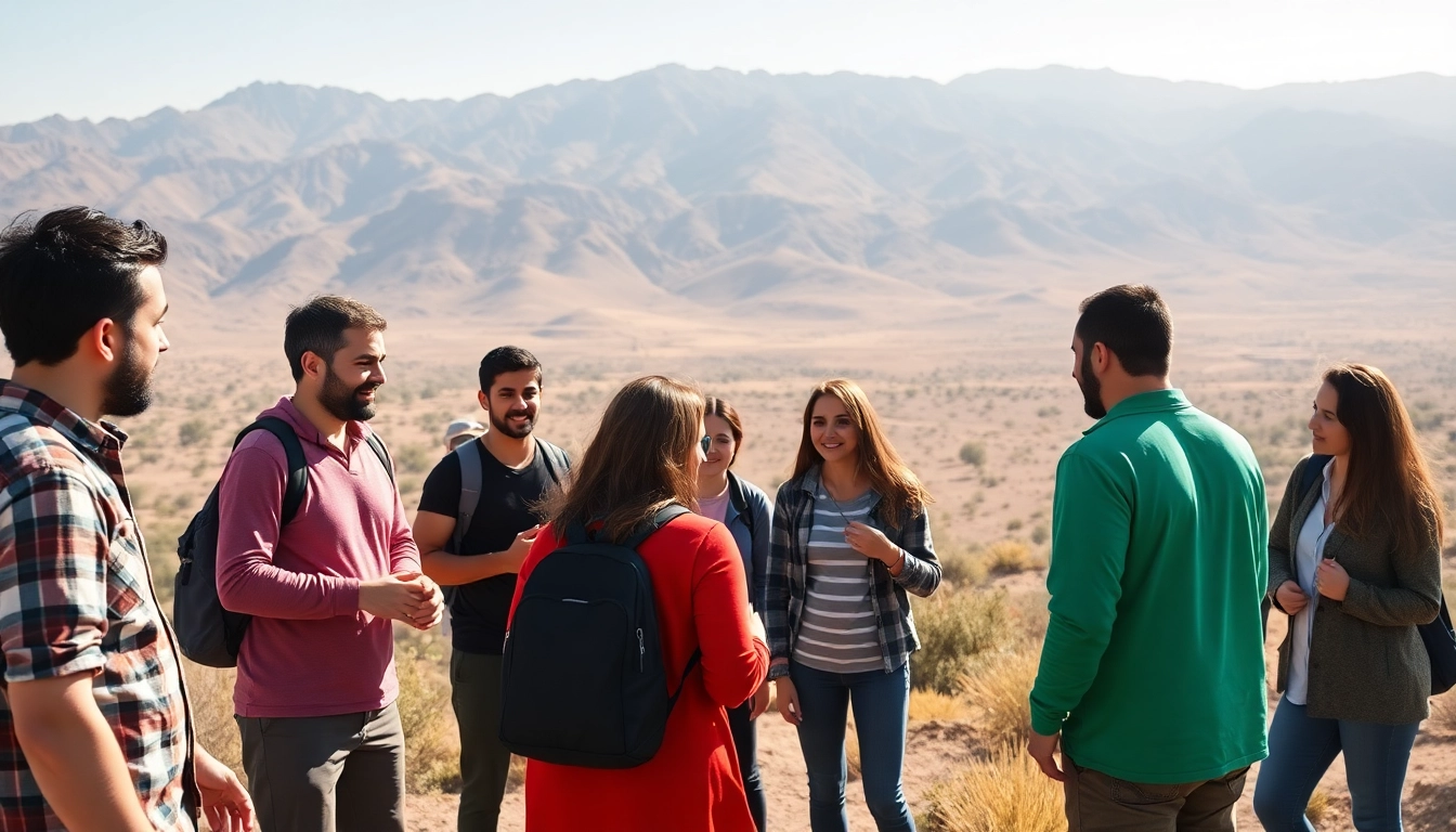 Équipe dynamique participant à des activités de team building maroc dans un cadre naturel.