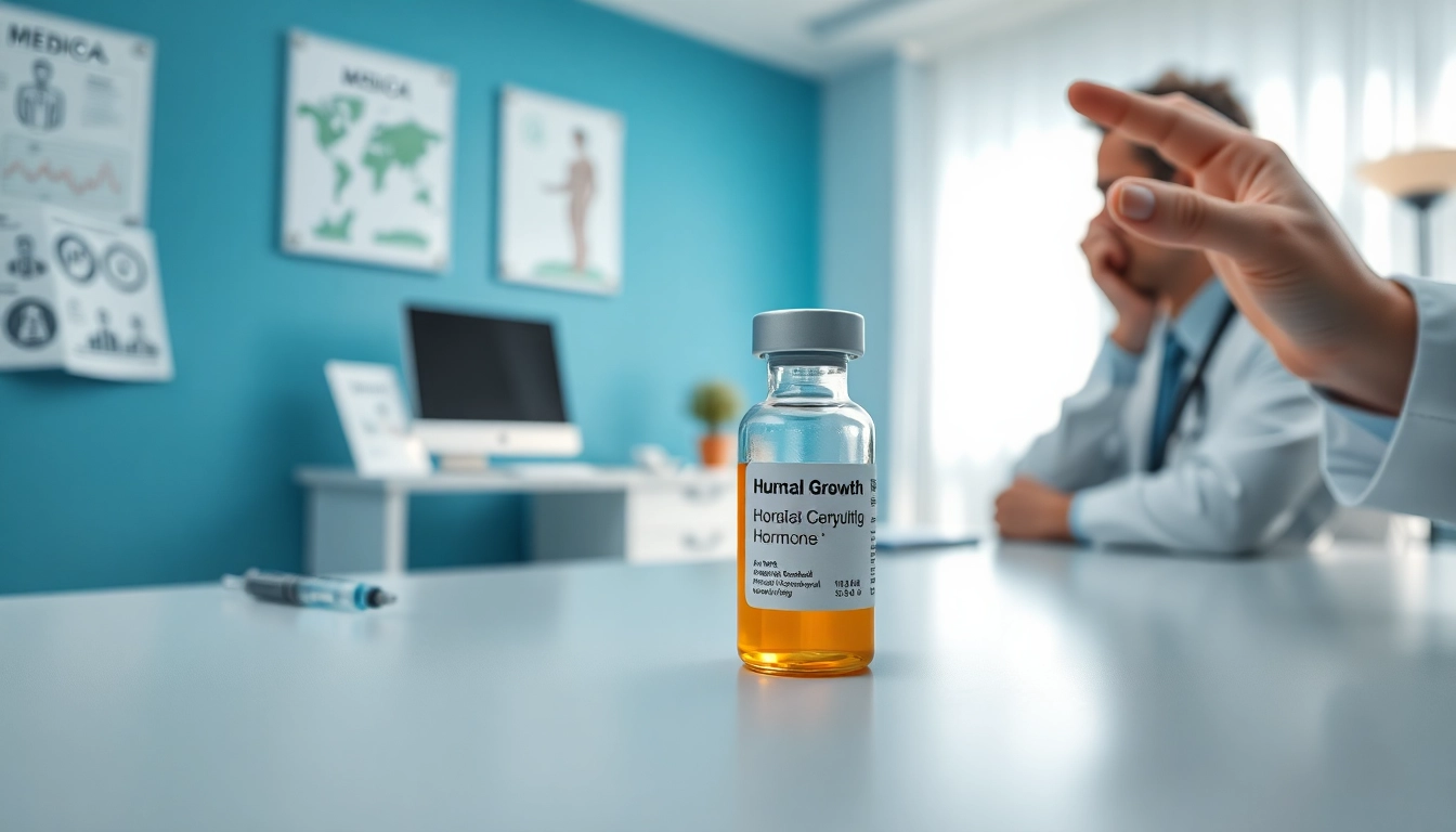 Buy hgh online with a focus on a healthcare professional examining growth hormone in a trusted setting.
