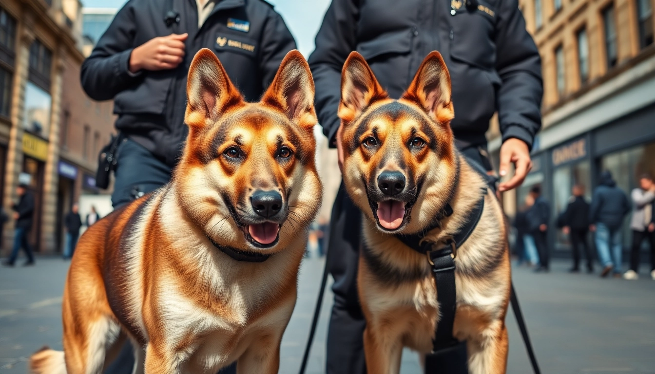 Security Dog Services Cambridge showcasing trained dogs protecting urban areas in Cambridge.