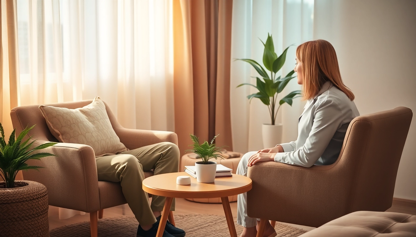 Helping individuals dealing with anxiety in a serene therapy session setting.