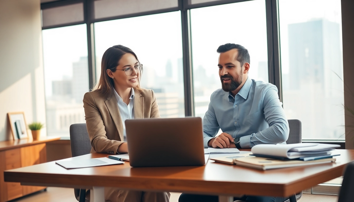 Engagement between a consultant and client highlighting SARS Debt Compromise strategies in a professional office.