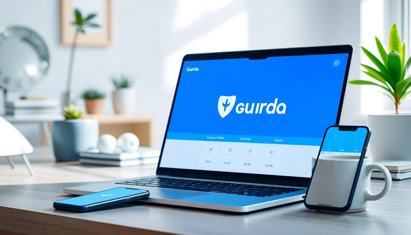 Managing cryptocurrencies easily with the guarda wallet on a modern laptop.