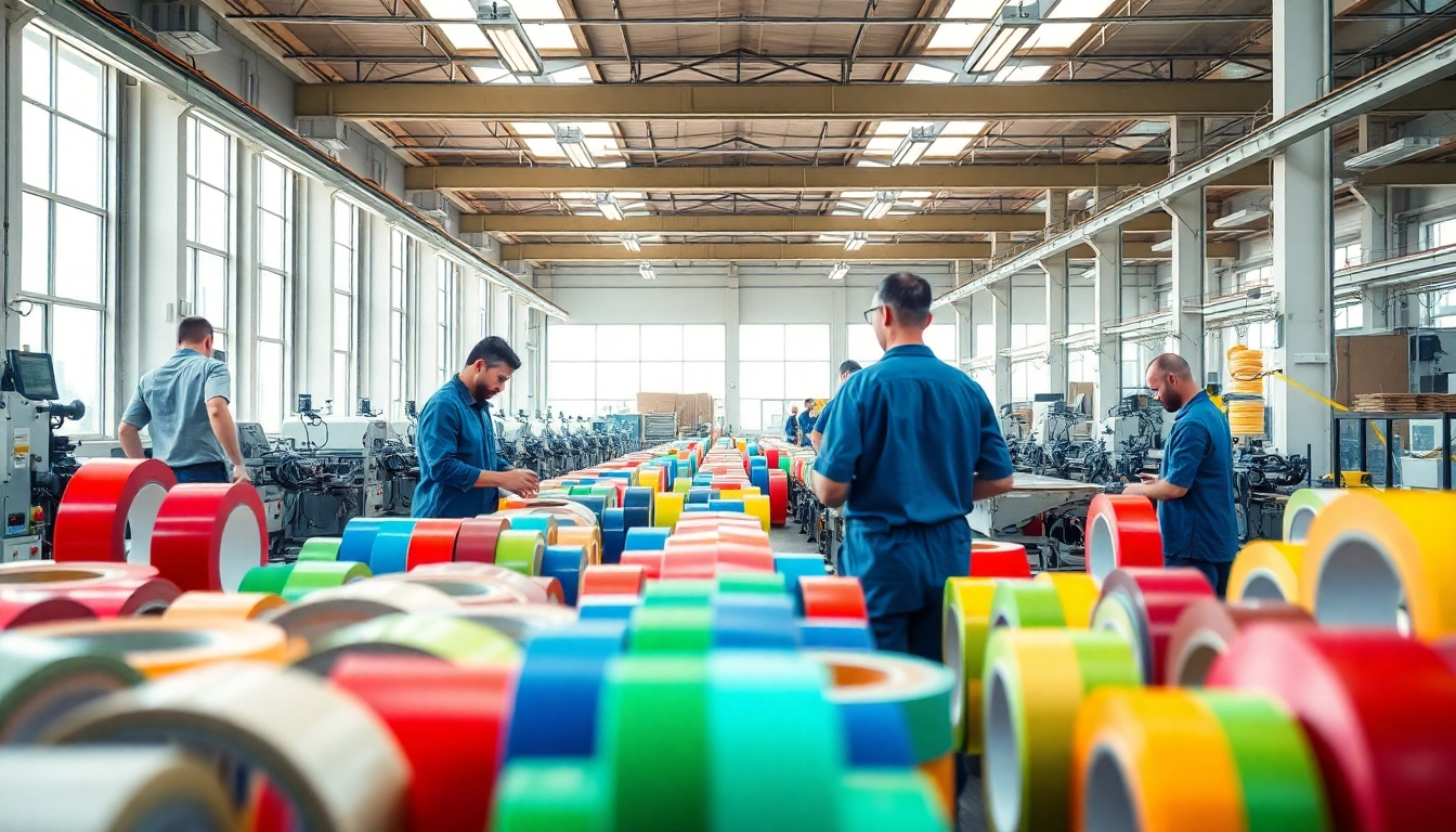 Showcasing a professional tape manufacturer at work with various adhesive tape products.