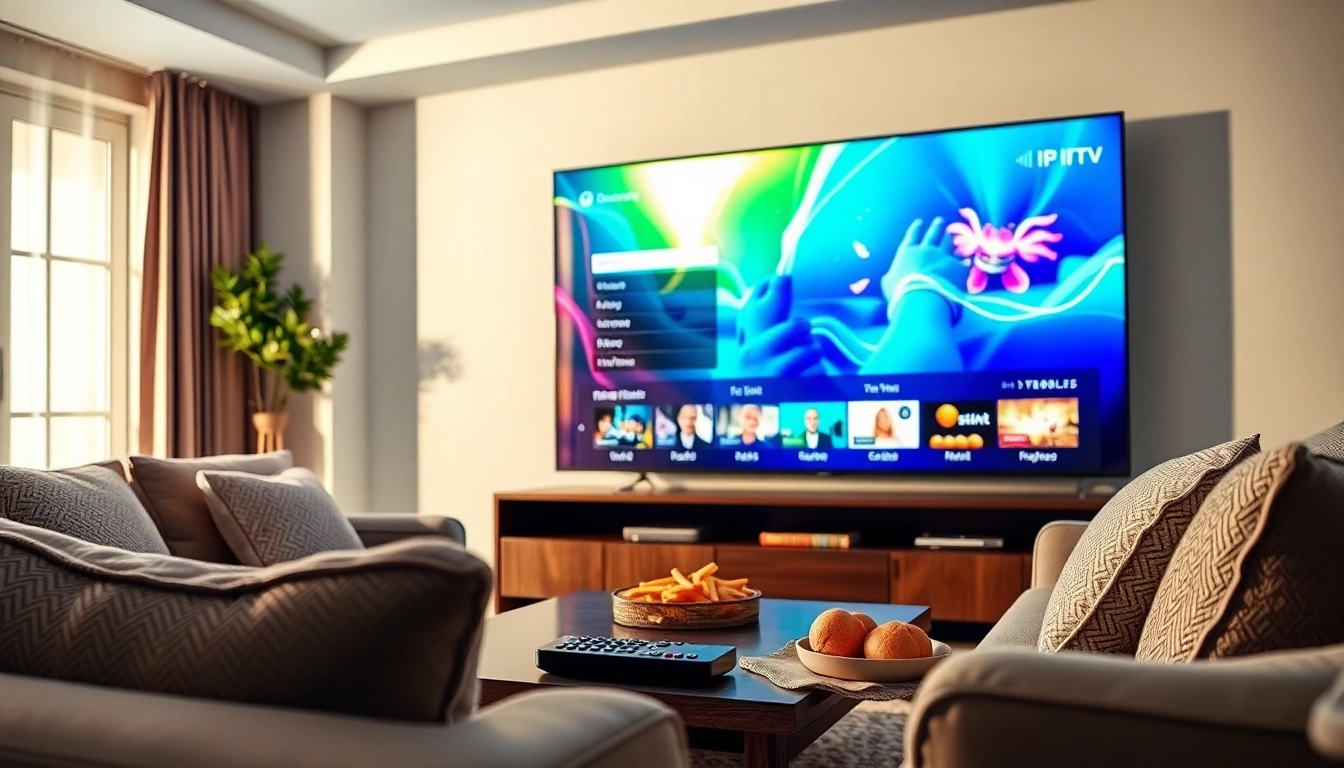 Obtenez Code iptv avec un aperçu de l'application dans un salon moderne.