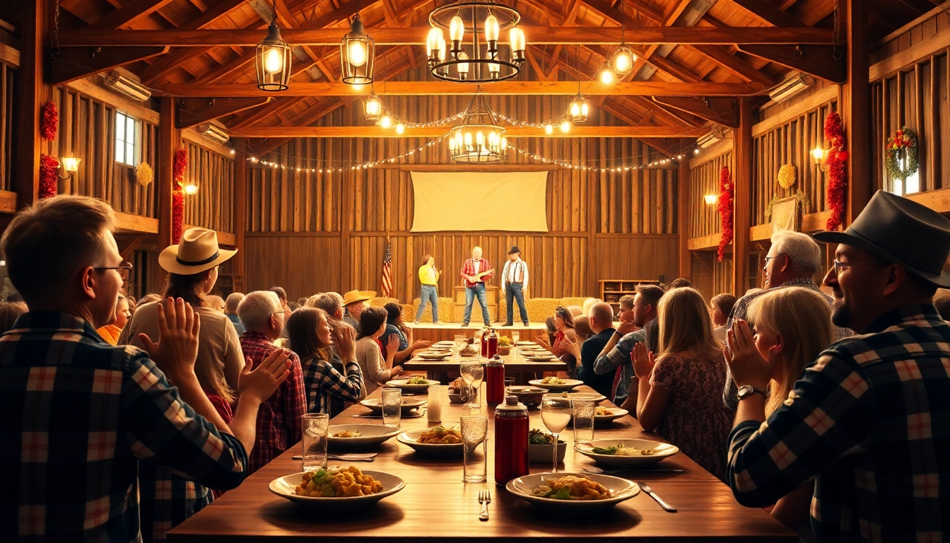 Enjoying an evening at firelightbarn.com with BBQ and captivating live shows.