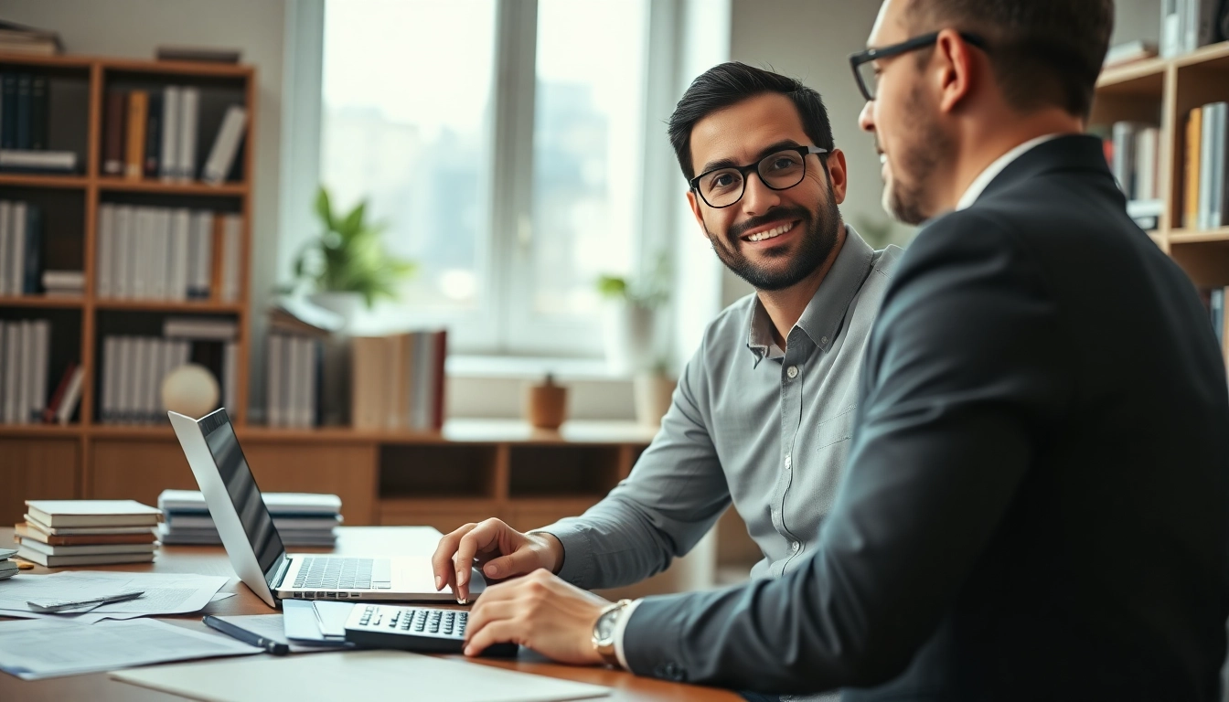 Accountants near me assisting clients in a professional office environment.